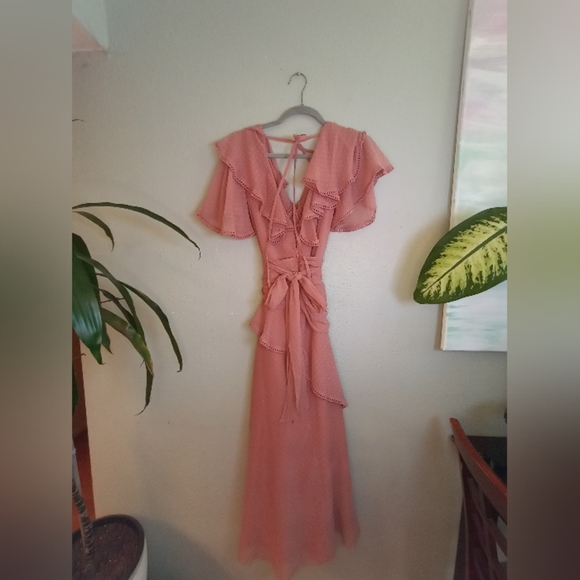 Asos Ruffled Asymetric Swiss Dot Sheer Layered Tiered Feminine High Low Maxi - Picture 6 of 14